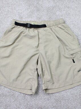 Koppen Shorts Mens Medium Beige 8" Belted Zip Cargo Pocket Mesh Lined Outdoor